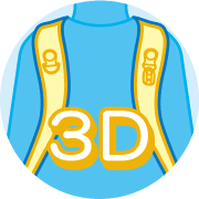 からだに沿って密着 3D肩ベルト